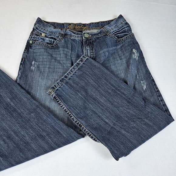 A Prodigee Distressed Y2K Jean Faux Leather Pocket Flap Southpole Blue Men 36x29 - Picture 7 of 14